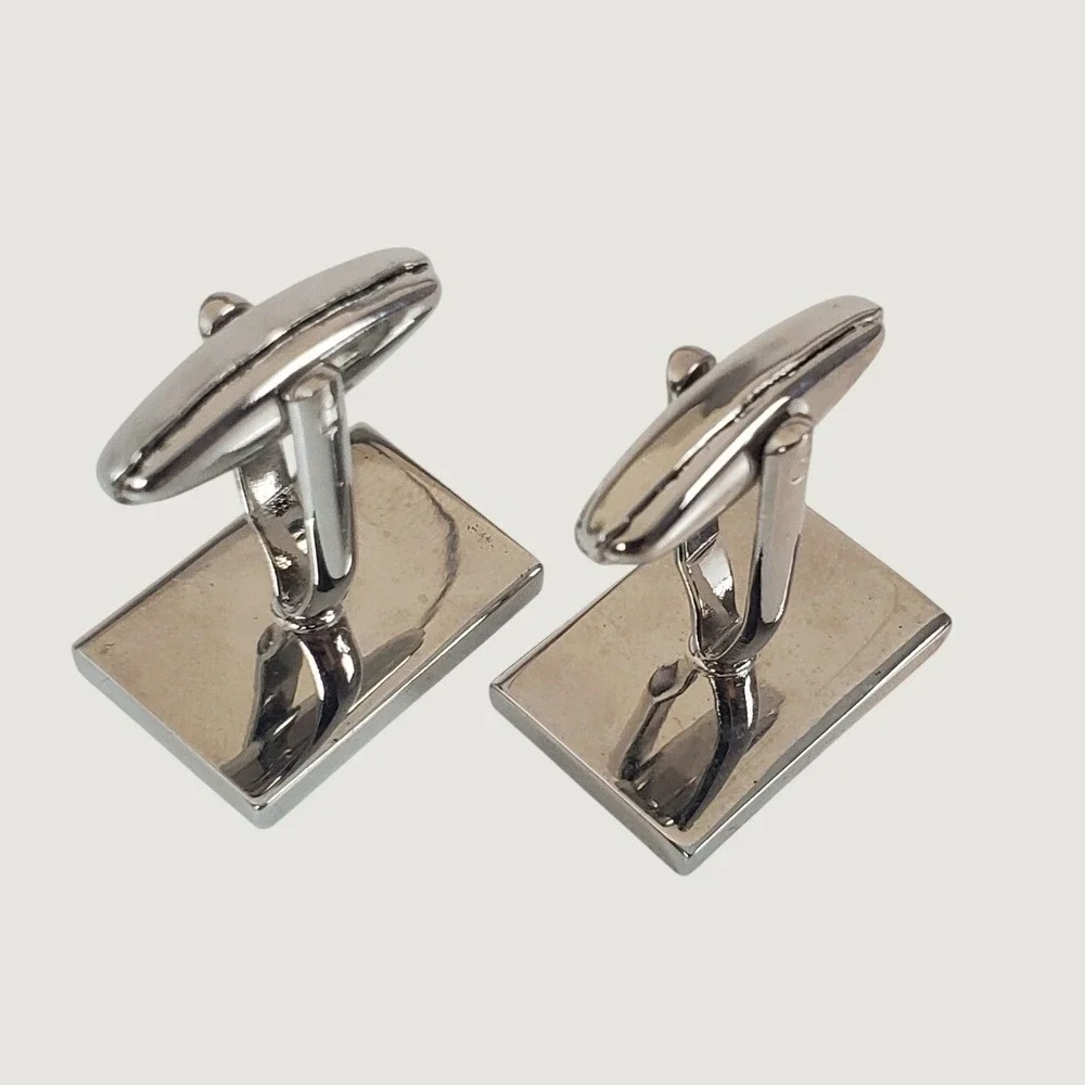 Mens American Flag Cufflinks Silver Tone Red White Blue Enamel Patriotic USA